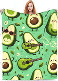 Cute Funny Avocado Fruit Blanket Throw Gifts for Kids Avocado Play Guitar Flannel Blankets Soft Fuzzy Lightweight for Home Decor Couch Bed Sofa 60x50 Inches