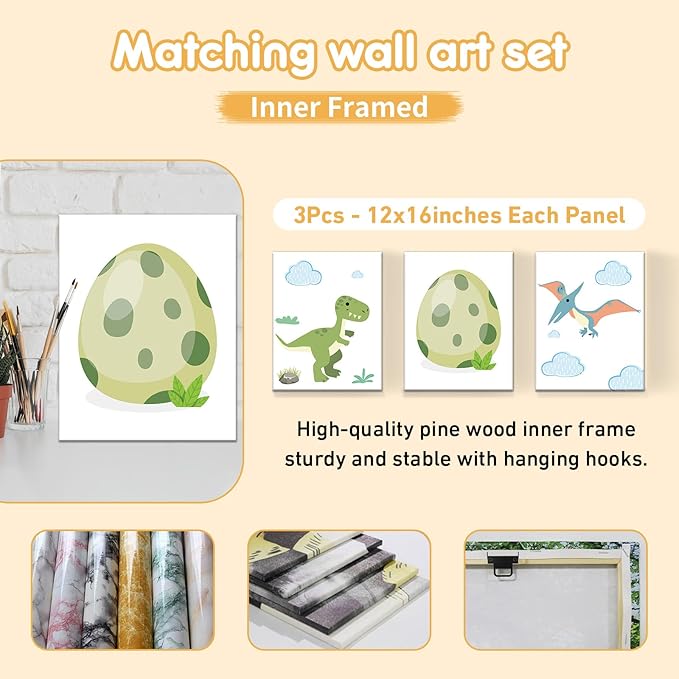 Personalized Baby Bedding Set, 5 Pcs Custom Baby Crib Sets with Name, Dino Toddler Bedding Set for Baby Boys Girls, Double Layer Flannel Nursery Bedding Set, Customized Gifts for Kids Infants