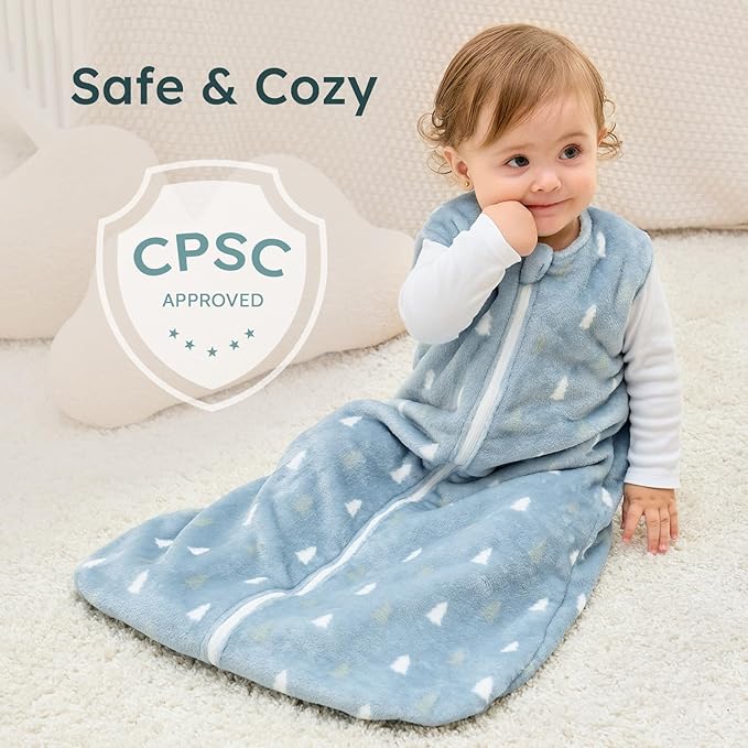 Yoofoss Fleece Baby Sleep Sack 2 Pack 1.5 Tog Baby Wearable Blanket with 2-Way Zipper