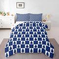 Feelyou Christmas Kids Comforter Set King Size Checkered Bedding Set Christmas Tree Duvet Quilt for Kids Boys Girls Bedroom Xmas Decorations Decor Blue Microfiber Ultra Soft Breathable