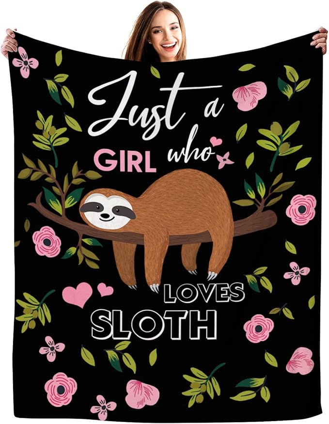 Sloth Blanket Ultra Soft Cozy Flannel Sloth Throw Blanket for Women Girls Adults Gifts 50"x40"