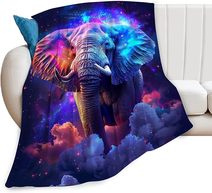 Fantasy Elephant Blanket Elephant Throw Blanket Elephant Gifts and Decor Animal Blanket for Girls Boys Women Men Kids Adults Soft Warm Cozy Fleece Blanket for Couch Sofa Bed 80"x60"