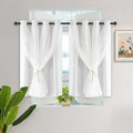 Kinryb Kids Blackout Small Curtains for Bedroom/Living Room/Classroom, Sheer Overlay 2 Free Tiebacks,Double Layer Curtains with Star Cutout for Kids Room(W 52 x L 36 Inches,Greyish White 2 Pcs)