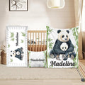 Custom Crib Bedding Set - Panda Design Personalized Name Baby Nursery Bedding 3 Pcs Set - Chic Soft Blanket, Sheet, Pillowcase for Newborns Boys Girls Gifts Color13