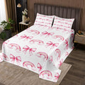 Manfei Pink Bowknot Princess Bedspread Queen Size,Rainbow Cloud Bow Tie Toddler Coverlet Set,Girls Women Room Decor,Bow Princess Tale Style Quilted Coverlet,Cartoon Dreamy Bedding Quilt,2 Pillowcases