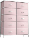 Sorbus Kids Dresser with 10 Drawers - Storage Unit Organizer Chest for Clothes - Bedroom, Kids Room, Nursery, & Closet (Pink, 34 x 12 x 47-10 Drawer)