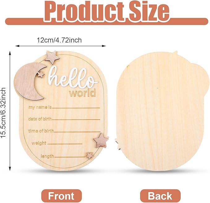 Lusofie Baby Announcement Sign Wooden Moon And Stars Welcome Baby Sign Baby Name Sign For Baby Announcement Birth Announcement Sign For Photo Props Baby Shower Hospital Nursery
