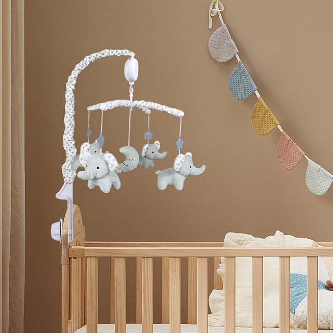 Mobile for Crib Nursery – Plush Ba-by Crib Mobile, Wind-Up Cradle Mo-Bile with High Contrast Music Box | Nursery Bed & Cradle Hanging Decoration for Room