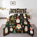Feelyou Christmas Bedding Set Soft for Boys Girls, Penguin Santa Comforter Set Queen Size Xmas Tree Snowflake Duvet Quilt Microfiber New Year Gift Bedroom Decor 3 Pcs with 2 Pillow Cases