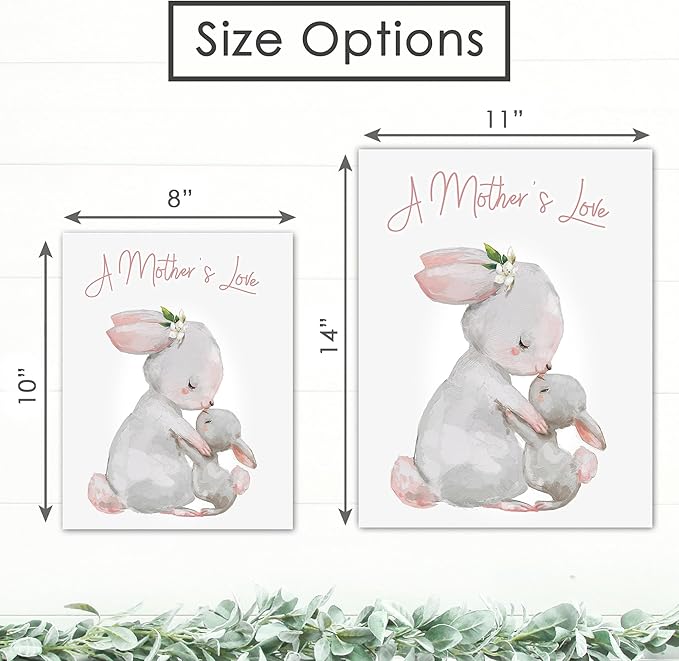 DREAM BIG PRINTABLES Mother and Child Bunny Wall Art Print - Unframed - 11x14 | Nursery Decor | Bedroom Decor | Room Decor Aesthetic | Bedroom Wall decor