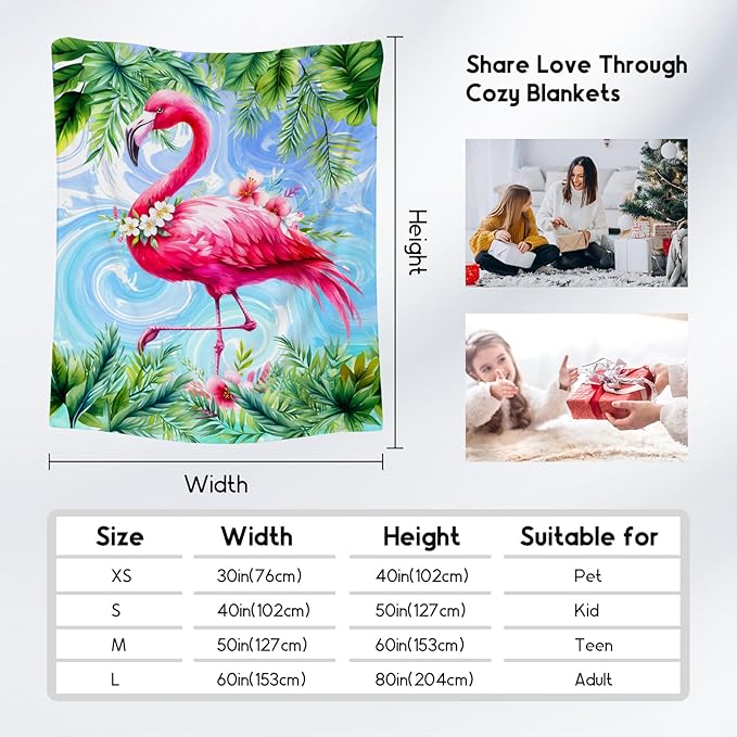 Girls Blanket Flamingo Blankets Gifts - Flannel Soft Throws for Room Decor/Bed - 60"x80"