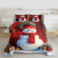 Feelyou Merry Christmas Kids Comforter Set King Size Cute Snowman Bedding Set Duvet Quilt for Kids Boys Girls Bedroom Snowflake Decor Microfiber Ultra Soft Breathable