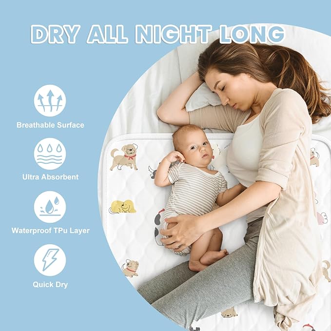 Bed Wetting Pads for Kids & Toddlers, 36"x36" 5 Layer Waterproof Washable Pee Pads, Potty Training Mattress Protector, Absorbent Chuck Pads Non Slip for Bedwetting Kids, Hospitals, Pet (Grey,2Packs)