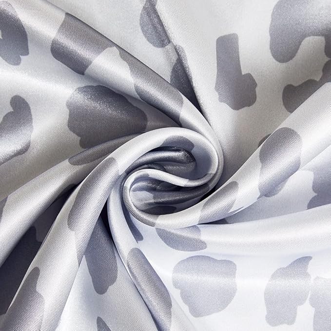 Silky Satin Toddler Pillowcases Pack of 2, 13x18 Inches Grey Leopard Printed Travel Pillowcases with Envelope Closure, Small Kids Pillow Cases Covers