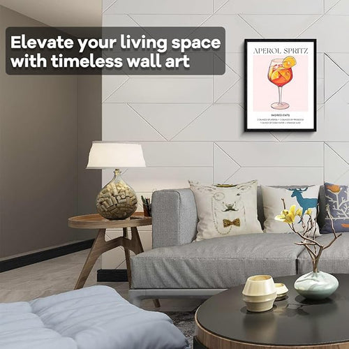 Aperol Spritz wall art, cocktail recipe list, kitchen bar wall decor, matte finish framed canvas print, cocktail bar poster, for kitchen home bar housewarming gift, 12x15 inch