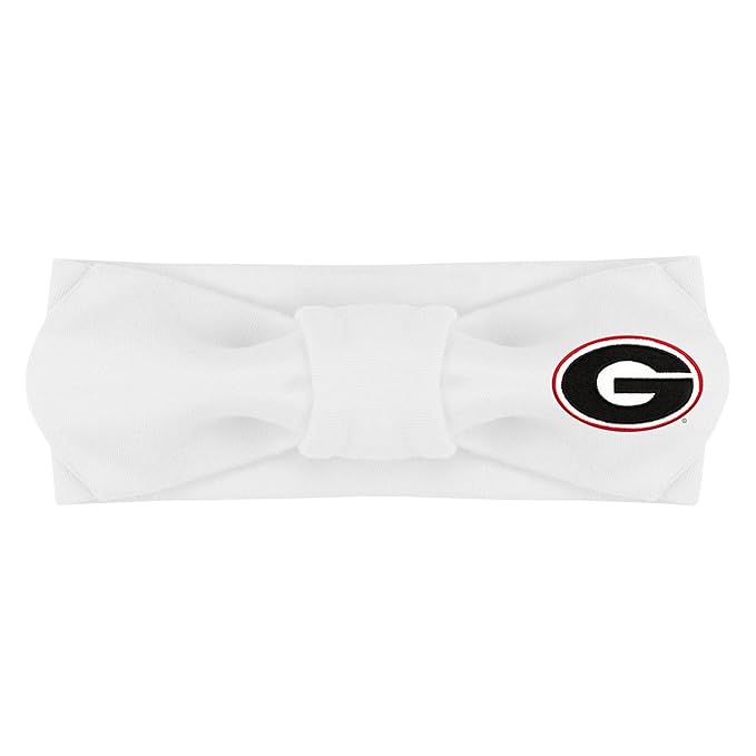 Creative Knitwear Georgia Bulldogs Infant Girls White Solid Hair Knot Headband Embroidered Logo - Size Newborn - 4T