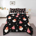 jejeloiu Kids Christmas Theme Comforter Set Full Size Xmas Tree Cute Santa Claus Bow Bedding Set for Boys Girls Teens Winter Snowflake Happy New Year Duvet Quilt Room Decor