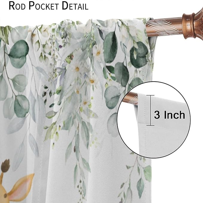 Kids Safari Animal Curtains Woodland Wildlife Jungle Animals Blackout Window Treatments for Boys Girls Bedroom Cute Cartoon Lion Nursery Children Drapes for Living Room W42xL45