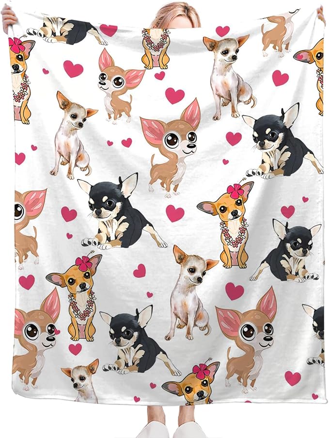 Tijuboni Chihuahua Throw Blanket Dog Gifts for Girls Boys Women Men Kids Adults Soft Flannel Fleece Blanket for Couch Sofa Bed Home Decor 50"x60"