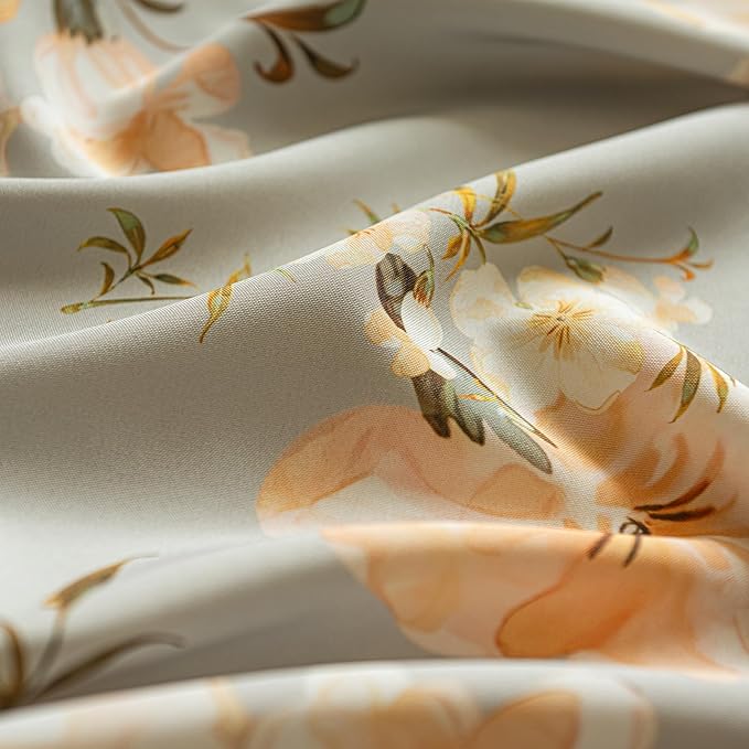 ENJOYBRIDAL Floral Curtains 63 Inch Long Living Room Bedroom Drapes Boho Dining Room Semi Sheer Short Window Curtains 2 Panels Farmhouse Cottage Core Cute Rod Pocket Window Treatments