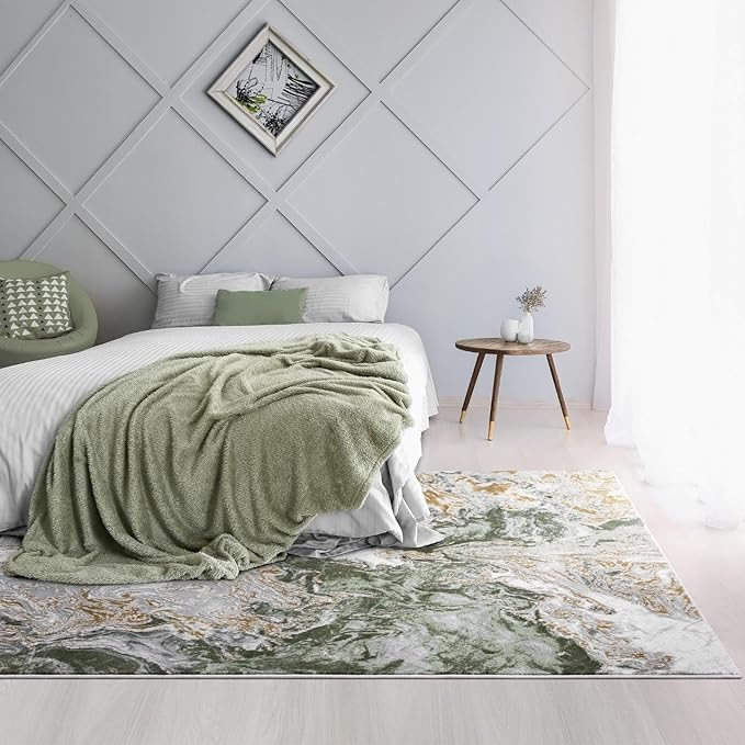LUXE WEAVERS Marble Swirl Abstract Area Rug, Green 8x10