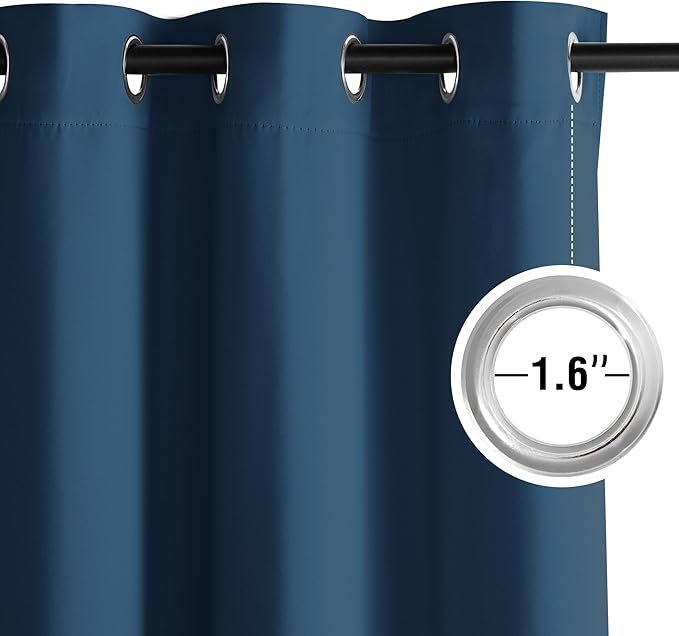 NICETOWN Morrocan Blue Room Darkening Curtains 72 Inches Long 2 Panels for Living Room, Bedroom, Nursery Summer Thermal Insulated Blackout Drapes Grommet Noise Reducing Window Curtains, W40