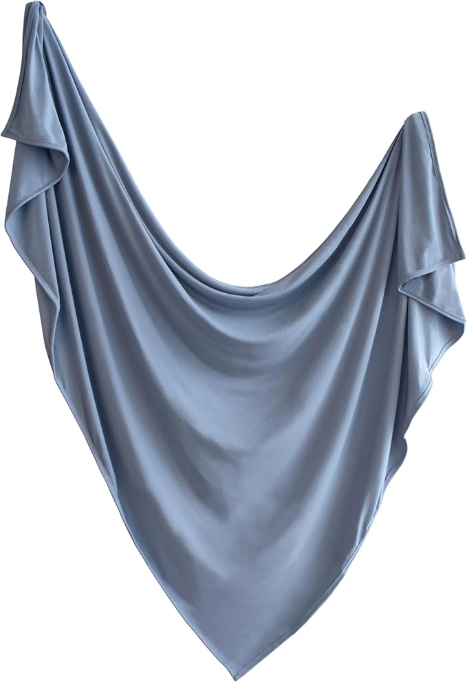 mushie Stretchy Baby Swaddle Blanket | Extra Soft & Snug Fit | 47"x47" (Tradewinds)