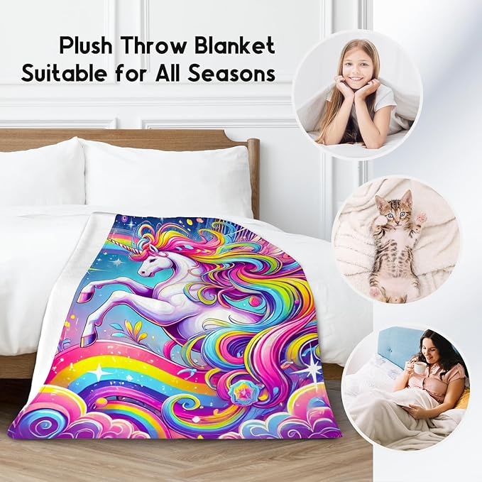 Unicorn Blankets - Kids Blanket Gifts for Girls - Flannel Soft Cute Throws for Room Decor, Couch,Office - 40"x50"