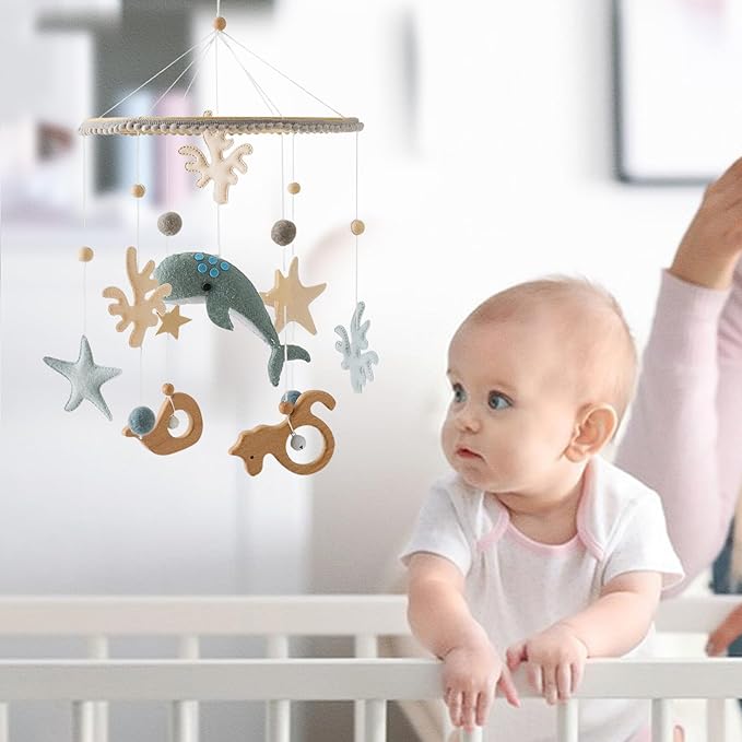 let's make Crib Mobile for Baby Boys Girls Ocean Whale Nursery Mobile Gender Neutral Baby Mobile Handmade Ceiling Mobile Best Gifts for Christmas Birthday Baby Shower