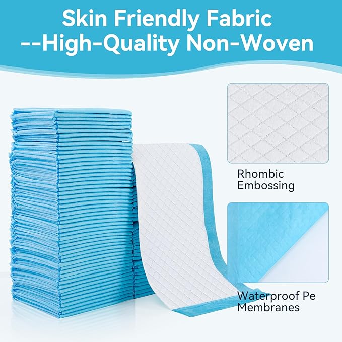 100 Pack Disposable Changing Pad, Super Absorbent Disposable Underpads, Waterproof Leak Proof Diaper Changing Pads, Breathable Incontinence Pad for Adult Child Baby Pets, 13X18 Inch, Blue