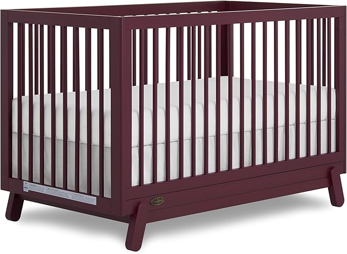 Dream On Me Hygge 5-in-1 Convertible Full-Size Baby Crib in Auburn, GreenGuard Gold & JPMA, Converts to Toddler, Day & Full-Size Bed, Adjustable Mattress Heights, Modern Nursery
