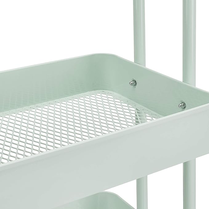 Amazon Basics 3-Tier Metal Rolling Utility or Kitchen Cart - Mint Green
