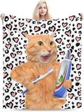 Funny Cute Cat Blanket for Adult Kids Gift 50"x60", Christmas Birthday Easter Presents Lovers' Leopard Blanket for Cat Lovers for Bed Couch and Sofa Blanket (02)