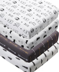 4 Pack Woodland Forest Animals Wood Neutral Unisex Fitted Baby Crib Sheets Set for Baby Boys or Girls Cartoon