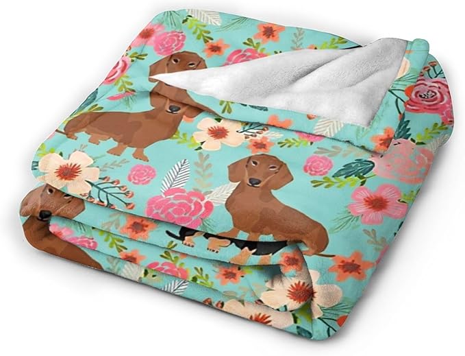 Tijuboni Dachshund Throw Blanket Dog Gifts for Girls Boys Women Men Kids Adults Soft Flannel Fleece Blanket for Couch Sofa Bed Home Decor 40"x50"