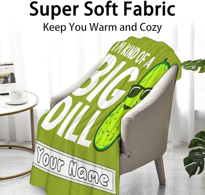 Custom Pickle Throw Blanket for Baby - 30x40 Inches Lap Size - Soft Fluffy Cozy Blankets Gift - Green Funny Blanket Throws for Couch, Work