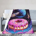 Donut Blanket Space Donut Decor Throw Blanket Super Soft Flannel Lightweight Fluffy Plush Cozy Fuzzy Fleece Food Blanket Gifts for Girl Boys Woman Man Kids Adults for Bed Sofa Couch 50"X60"
