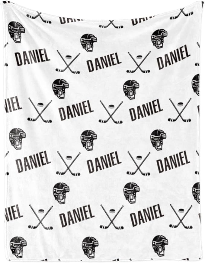 Custom Hockey Baby Name Blanket: Personalized Baby Essentials for Boys and Girls - Birthday Gift for Hockeys Lovers - Soft Fluffy Warm Skin Blankets 40x50inch