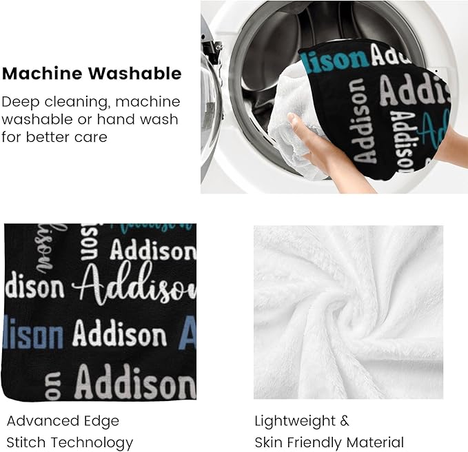 Dr.TOUGH Name Blanket Personalized Blanket for Adult Kids Flannel Customized Personalized Blankets and Throws