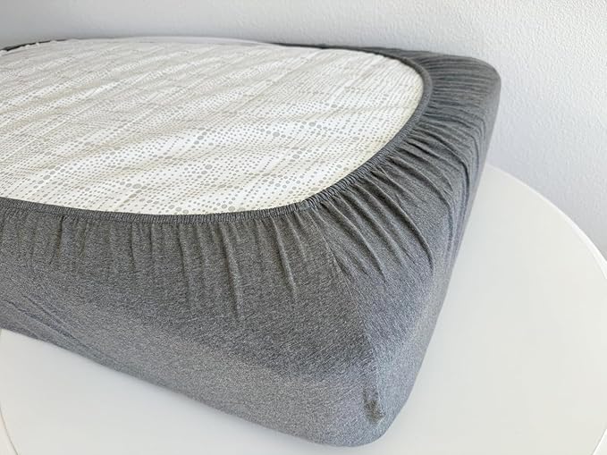 Dreamology Mini Crib Fitted Sheets, 100% Cotton Crib Sheets for Boys, Girls,Mini Crib Mattress Sheet,Baby Crib Sheets, Pack and Play Sheets,38x24 Mini Crib Sheet Fitted | Grey and Silver Grey