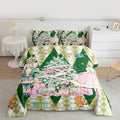 jejeloiu Christmas Nutcracker Comforter Set King Size Gingerbread Man Bedding Set for Kids Boys Girls Xmas Tree Duvet Quilt Green Bedroom Decor