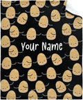 Custom Flannel Blanket with Text Cute Kawaii Potato with Name Customized Blankets Warm Unique Personalized Throw Souvenirs Gift of Love 40”×30” XSmall for Pets