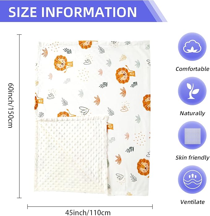 iEvolve Baby Nursery Bed Blankets Ultra Soft Double Layer Mini Blanket Minky Blanket Receiving Blankets Shower Gifts(Whale,45 * 60in)