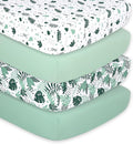 The Peanutshell 4-Pack Fitted Crib Sheet Set - Super Soft & Breathable Baby Girl or Boy Crib Sheets, Nursery Decor, Fit for Standard Mattress Cover - Green Botanical