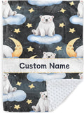 Custom Baby Blanket with Name, Double Layer Soft Dot Back Personalized Baby Blanket for Boys Girls, Polar Bear Blanket for Newborn Toddler, Customized Swaddle for Kids Birthday Gifts(30" x40)