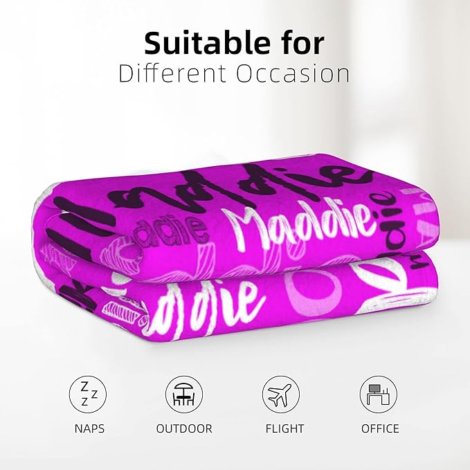 Dr.TOUGH Personalized Blankets with Name Customized Baby Blankets for Girls Boys Adults Monogrammed Blankets and Throws Christmas Birthday Mothers Fathers Valentines Day Gift (Magenta,30''×40'')