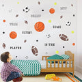 Sports Wall Decals, Basketball and Football Wall Stickers, Peel and Stick Removable DIY Inspirational Wall Decor for Boys Bedroom Classroom Kid's Nursery Room Playground