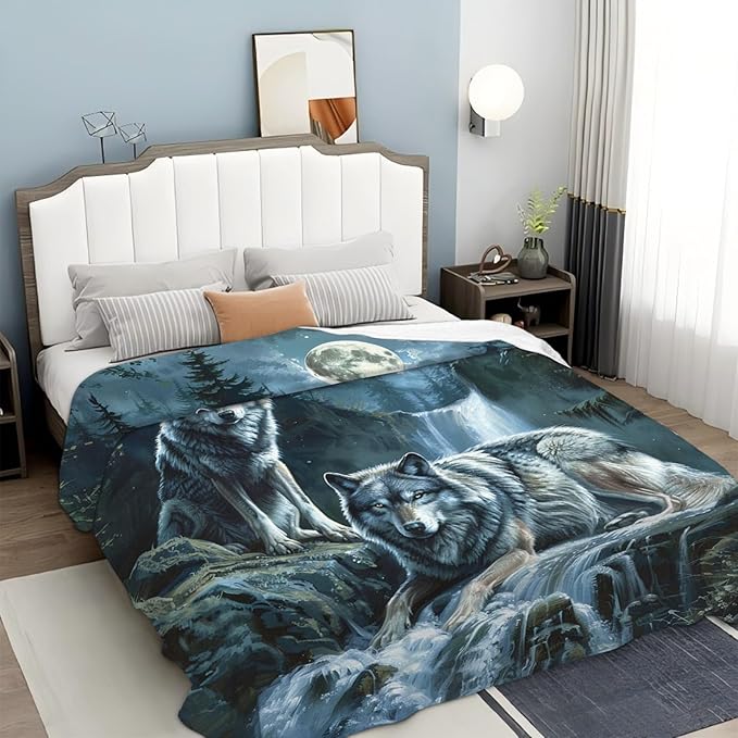 Tijuboni Wolf Throw Blanket Wolf Gifts for Girls Boys Women Men Kids Adults Soft Flannel Fleece Blanket for Couch Sofa Bed Home Decor 40"x50"