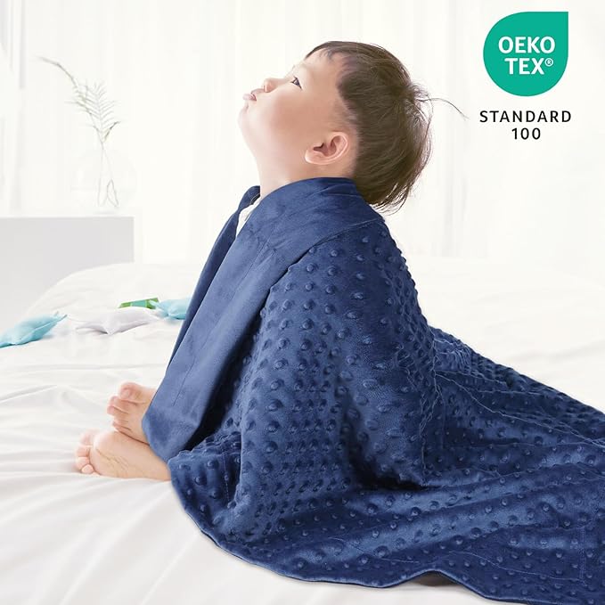david's kids Micro Fleece Minky Baby Blanket for Boys Girls Neutral with Double Layer and Soothing Raised Dots, 40x50 Inches Breathable and Soft Lightweight Receiving Blanket for Newborns, Navy Blue