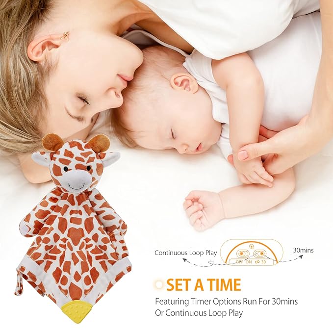 BEREST Baby Lovey Sound Sleep Soother, Rechargeable White Noise and Lullaby Heartbeat Infant Sleeping Aid with Cry Sensor at Nap Time Routine, Boys & Girls Gift Portable Plush Toddler Snuggle Toy